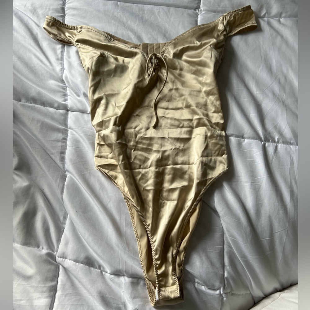 Zara Satin off the shoulder bodysuit